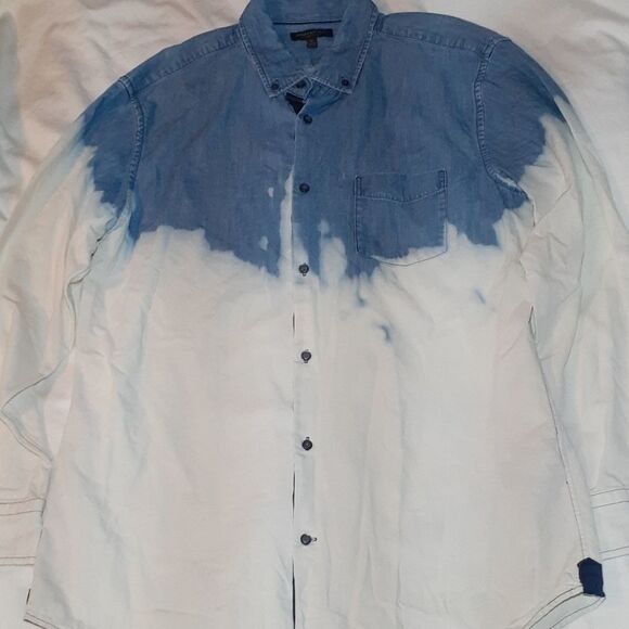 Banana Republic Denim Jean Bleach Shirt Dip Dye XL - Picture 1 of 9